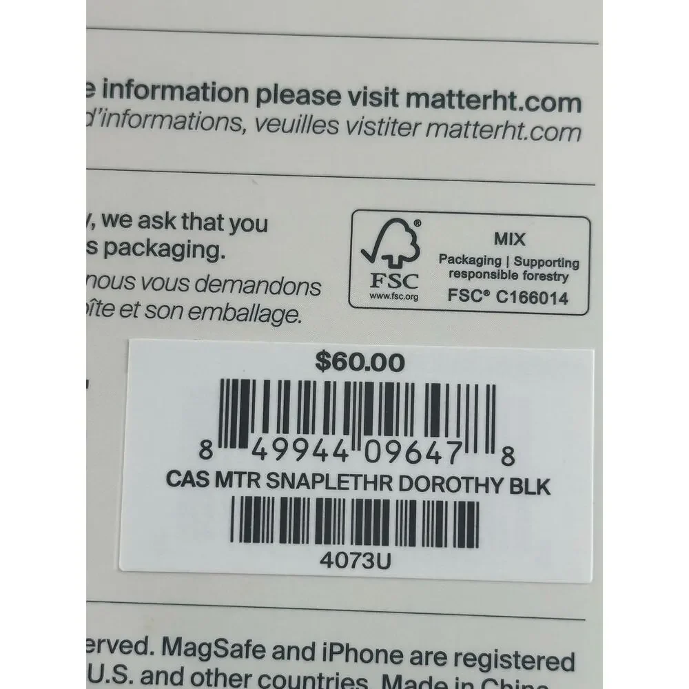 Matter Agave Snap Leather iPhone 17 Dorothy Black Case NWT MSRP: $60.00